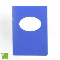 Notizheft ultramarin blau, Titelschild zum Selbstbeschriften, DIN A6, handgefertigt, Recyclingpapier Bild 1