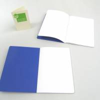 Notizheft ultramarin blau, Titelschild zum Selbstbeschriften, DIN A6, handgefertigt, Recyclingpapier Bild 2