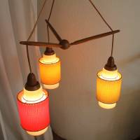 seltene 60er Jahre Deckenlampe skandinavisch 3 bunte Schirme Bild 10
