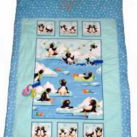 Große Baby-Krabbeldecke Pinguine Patchworkdecken Handmade Erlebnisdecken Spieldecken Bettwäsche Kinderbett Bild 1