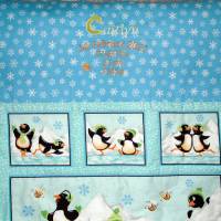 Große Baby-Krabbeldecke Pinguine Patchworkdecken Handmade Erlebnisdecken Spieldecken Bettwäsche Kinderbett Bild 4