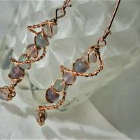 Ohrringe handgemacht pastell Fluorit wirework in kupfer rosegoldfarben steampunk Brautschmuck Bild 1