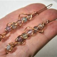 Ohrringe handgemacht pastell Fluorit wirework in kupfer rosegoldfarben steampunk Brautschmuck Bild 5