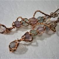 Ohrringe handgemacht pastell Fluorit wirework in kupfer rosegoldfarben steampunk Brautschmuck Bild 6