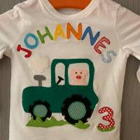GeburtstagsShirt T-Shirt benäht Traktor Applikation Name Zahl personalsierbar ab Gr.92 Bild 1