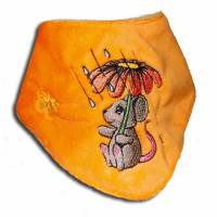 Besticktes Baby-Halstuch Mäuschen mit Blume personalisiert Namen Dreieckstuch Kinder-Halstuch kuschelweicher Plüsch Bild 1