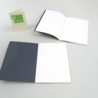Notizheft dunkel-blau, Titelschild zum Selbstbeschriften, DIN A6, handgefertigt, Recyclingpapier Bild 2