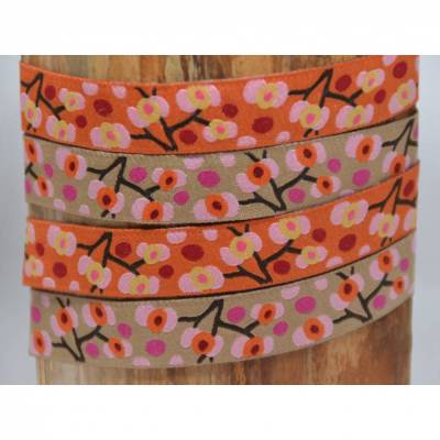 Webband mit Blumen Blossom Hilco beige und orange 1 m Hamburger Liebe Eden
