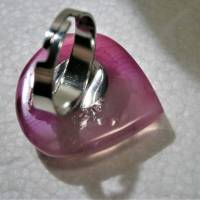 Ring pink weiß gestreift mit 32 x 28 Millimeter großem Achat Stein handgemacht als Geschenk Bild 7
