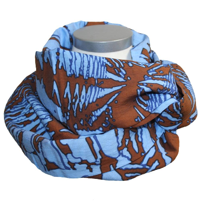 Sommer Loopschal Viskose Seide Loop Schal Blau Braun extravagant