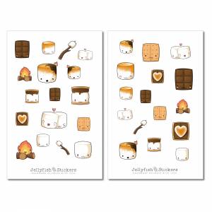 Marshmallow Sticker Set | Journal Sticker, Planer Sticker, Sticker für Kinder, niedliche Sticker, Camping, Grillen, Esse Bild 2