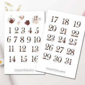 Zahlen Monat Sticker Set | Journal Sticker | Planer Sticker, Aufkleber Weihnachten, Winter, Geschenke, DIY, Kalender, Ta Bild 1