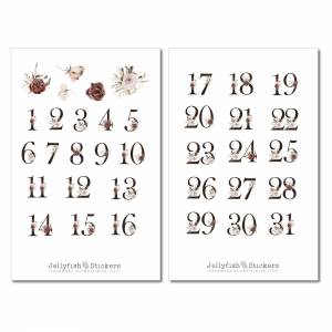 Zahlen Monat Sticker Set | Journal Sticker | Planer Sticker, Aufkleber Weihnachten, Winter, Geschenke, DIY, Kalender, Ta Bild 2