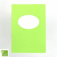 Notizheft mai-grün, Titelschild zum Selbstbeschriften, DIN A6, handgefertigt, Recyclingpapier Bild 1