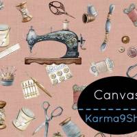0,5m Canvas Vintage Sewing Kit altrosa Bild 1