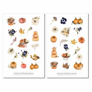 Herbst Kürbis Sticker Set | Aufkleber | Journal Sticker | Planer Sticker | Sticker Kürbis, Kochen, Essen, Pflanzen, Blum Bild 2