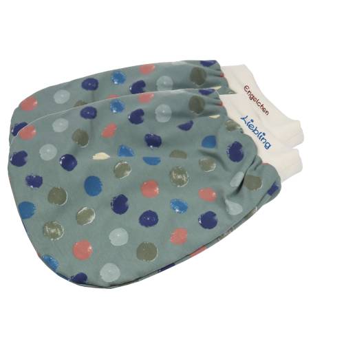 Schlafsack Punkte grün Strampelsack Pucksack Sommerschlafsack für Babys mit Namen - personalisiertes Geschenk Baby