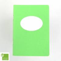 Notizheft apfel-grün, Titelschild zum Selbstbeschriften, DIN A6, handgefertigt, Recyclingpapier Bild 1