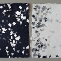 4 Blatt handgeschöpftes Papier, weiß/schwarz, ca. 14 cm x 21 cm, Bastelpapier, Scrapbooking Bild 2
