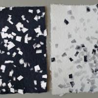 4 Blatt handgeschöpftes Papier, weiß/schwarz, ca. 14 cm x 21 cm, Bastelpapier, Scrapbooking Bild 3