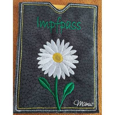 * Impfpass Hülle ITH *  Gabelringschlüssel mit Zahnräder, Margerite, Kranz mit Herz und Blanko Datei