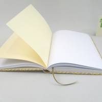 Notizbuch ocker-gelb sand-beige, DIN A5, 150 Blatt, handgefertigt Hardcover Bild 5