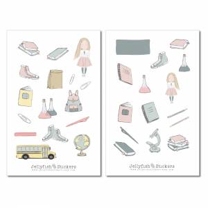 Mädchen Schule Sticker Set | Süße Aufkleber | Journal Sticker | Planer Sticker | Sticker für Kinder, Schule, Uni, Lernen Bild 2