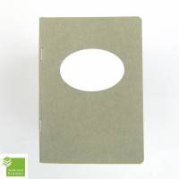 Notizheft braun-grün, Titelschild zum Selbstbeschriften, DIN A6, handgefertigt, Recyclingpapier Bild 1