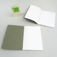 Notizheft braun-grün, Titelschild zum Selbstbeschriften, DIN A6, handgefertigt, Recyclingpapier Bild 2