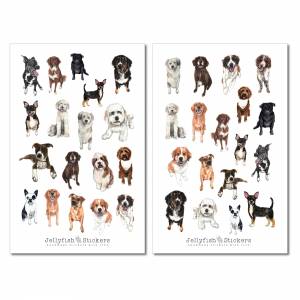 Hunde Sticker Set - Journal Sticker, Planer Sticker, Haustier, niedlich, süß, Familie, Mops, Terrier, Boxer, Golden Retr Bild 2