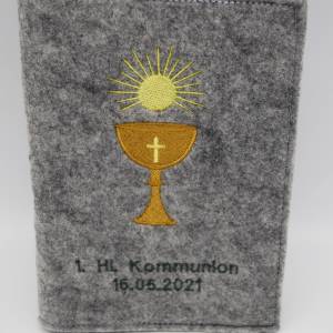 Gotteslobhülle Kelch Gebetbuch Hülle Geschenk Kommunion Firmung Rosenkranz religiös personalisierbar Bild 3