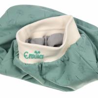 Schlafsack Löwenzahn grün Strampelsack Pucksack Sommerschlafsack für Babys mit Namen - personalisiertes Geschenk Baby Bild 2