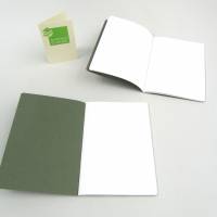 Notizheft grau-grün, Titelschild zum Selbstbeschriften, DIN A6, handgefertigt, Recyclingpapier Bild 2