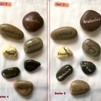 Stein Set mit Worten, Kieselstein Mantra, echte Kieselsteine von Hand beschriftet Bild 8