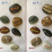 Stein Set mit Worten, Kieselstein Mantra, echte Kieselsteine von Hand beschriftet Bild 9