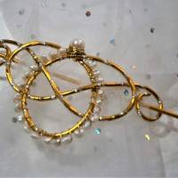 Tuchnadel mit Süßwasserzuchtperlen weiß an goldfarben celtic knot Brautschmuck Geschenk für sie Bild 6
