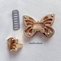 Großer Drehverschluss gold, Schmetterling, für Taschen und Geldbörsen, 4-teilig Bild 2