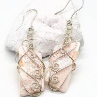 Ohrringe aus Skolezit in pastellrosa mit 925 Silber Bild 3