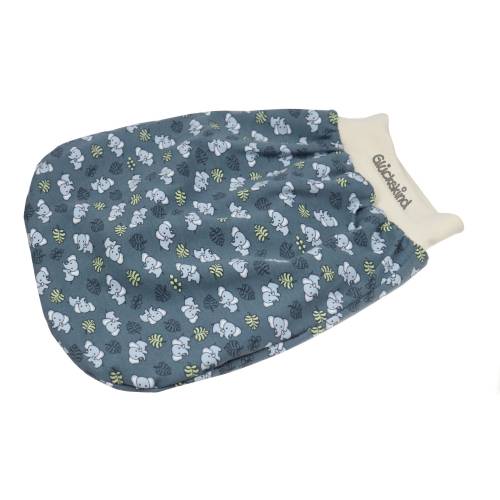 Schlafsack Elefant blaugrau Strampelsack Pucksack Sommerschlafsack für Babys mit Namen - personalisiertes Geschenk Baby
