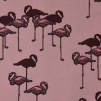 rosa Jersey mit Flamingo Flamingos 50 x 150 cm Nähen Stoff Bild 1