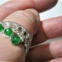 Ring grün handgewebt mit Quarz facettiert im Spiralring silberfarben als Design Bandring wirework Daumenring Bild 5