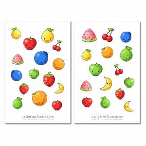 Niedliches Obst Sticker Set | Essen und Trinken Aufkleber | Journal Sticker, Planersticker, Sticker Früchte, Obst, Kinde Bild 2
