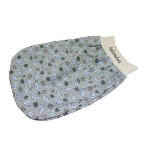 Schlafsack Elefant hellgrau Strampelsack Pucksack Sommerschlafsack für Babys mit Namen - personalisiertes Geschenk Baby