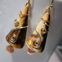 Ohrringe Muschel braun beige handgemacht Perlen peach pfirsich boho Ibiza Bild 4