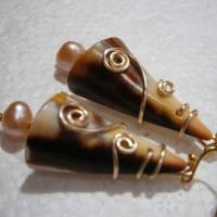 Ohrringe Muschel braun beige handgemacht Perlen peach pfirsich boho Ibiza Bild 7
