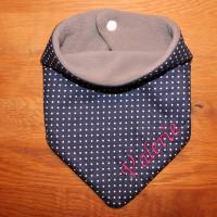 Halstuch für Kinder dunkelblau Fleece grau mit Namen personalisiert / Kinderhalstuch / Babyhalstuch Bild 1