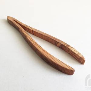 Feine Holzzange 24 cm, Servierzange, aus Olivenholz in Handarbeit Bild 1
