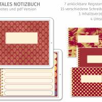Digitales Notizbuch, Planer, 7 Register, horizontal, warme Farben Bild 1