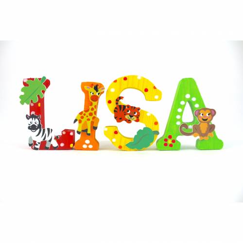 Holzbuchstaben Kinderzimmertür Dschungeltiere
