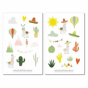 Lama Sticker Set | Süße Aufkleber | Journal Sticker | Tiere Sticker | Planer Sticker | Sticker für Kinder, Mexiko, Urlau Bild 2